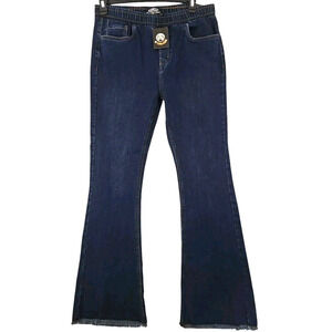 Bling A Gogo ~Youth Size XL~ Blue Denim Elastic Waist Jeans Raw Hem NWT.